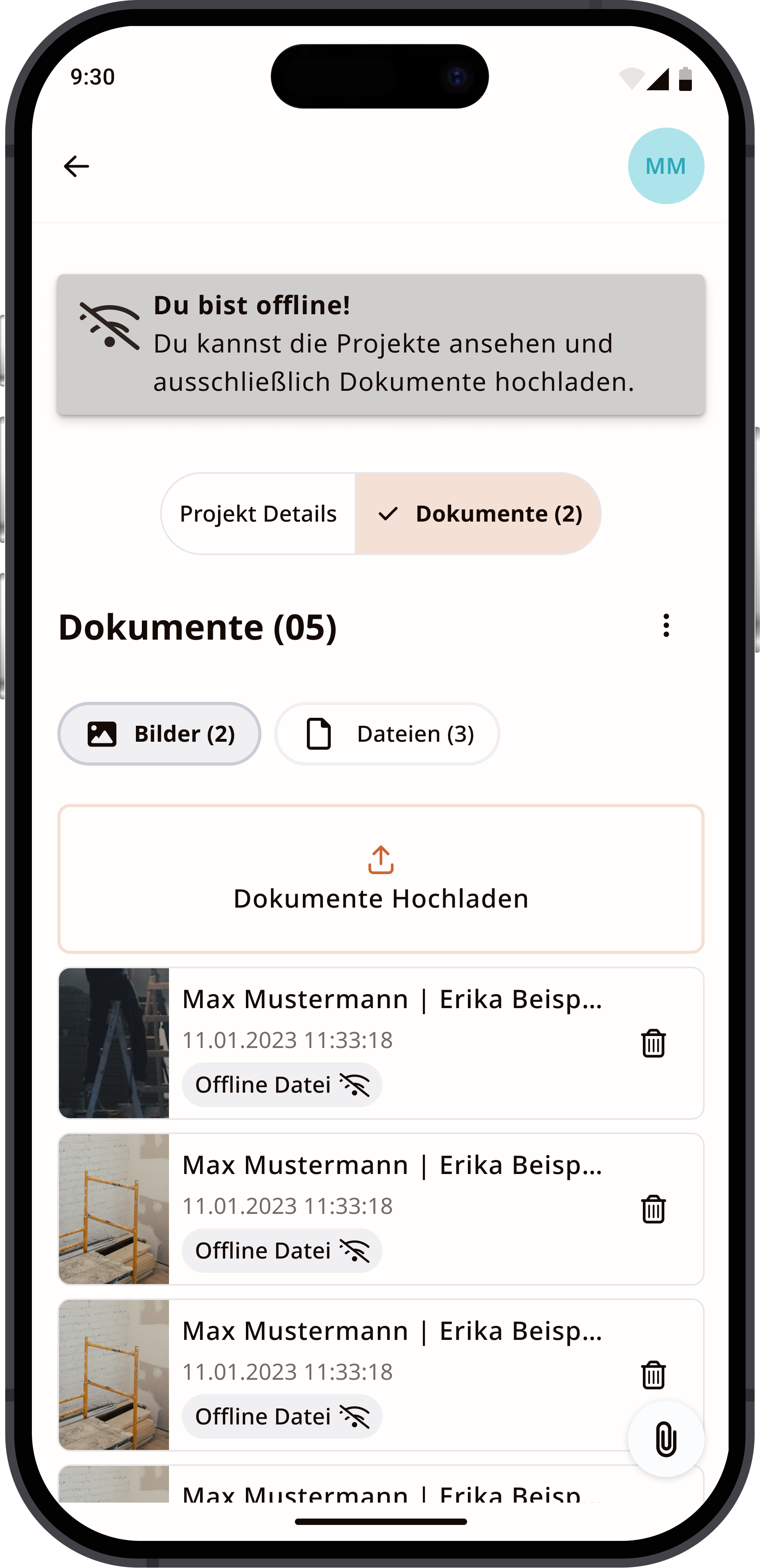 Leo en celular sin conexión: aviso de modo offline y lista de documentos pendientes de subir